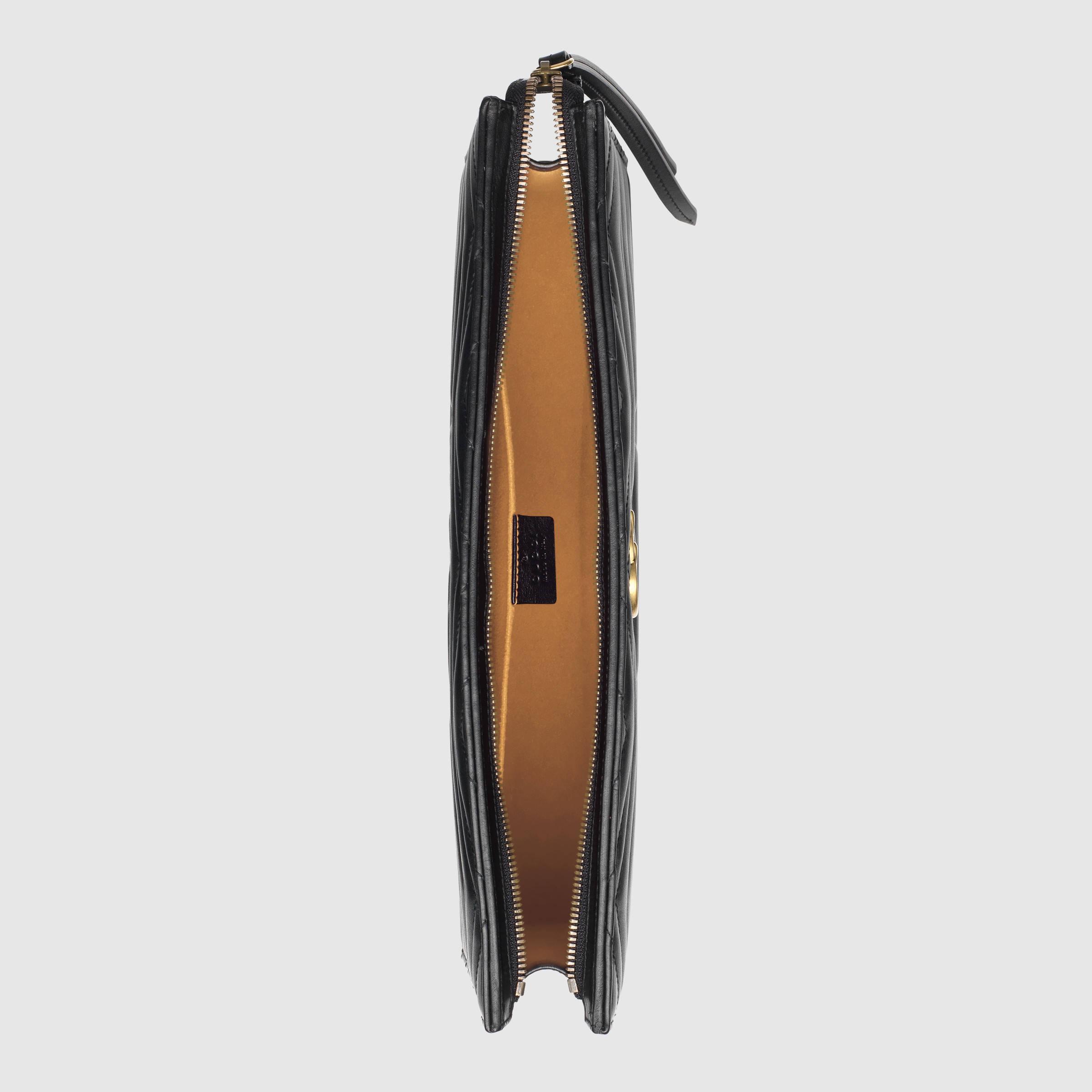 クラッチバッグ MATELASSE LEATHER CLUTCH Gucci GG Marmont Matelassé Leather Clutch in Black | Lyst